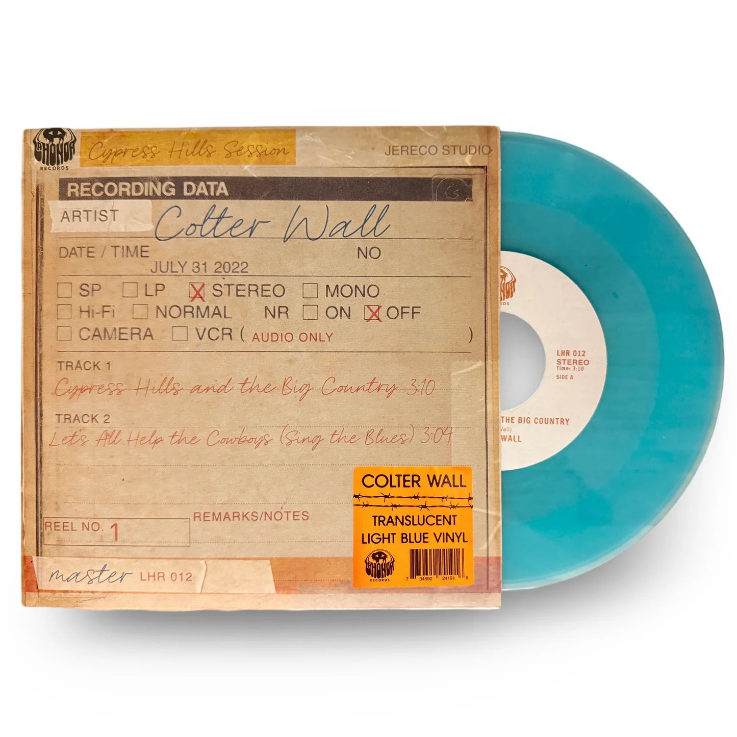 Colter Wall - “Cypress Hills and the Big Country” b/w “Let’s All Help the Cowboys (Sing the Blues)” 45 (Translucent Light Blue) Limited To 1000