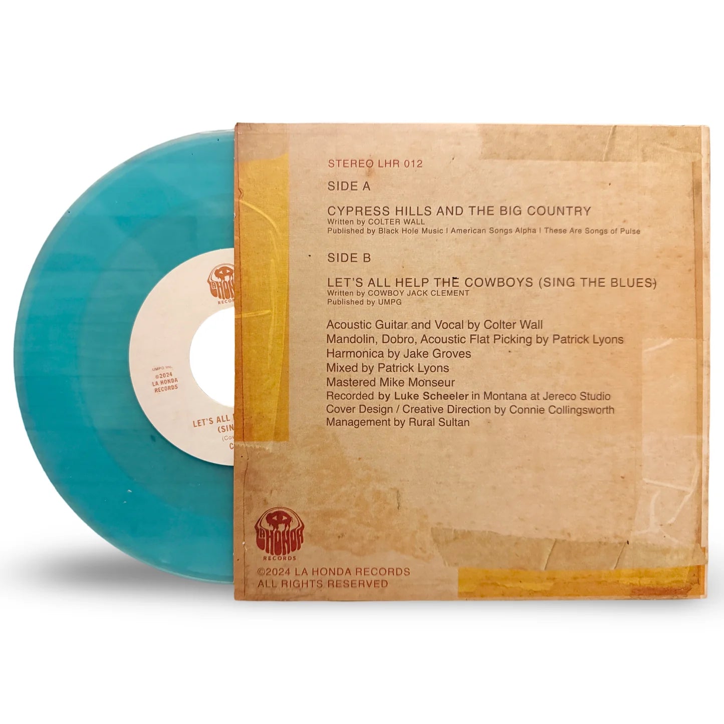 Colter Wall - “Cypress Hills and the Big Country” b/w “Let’s All Help the Cowboys (Sing the Blues)” 45 (Translucent Light Blue) Limited To 1000