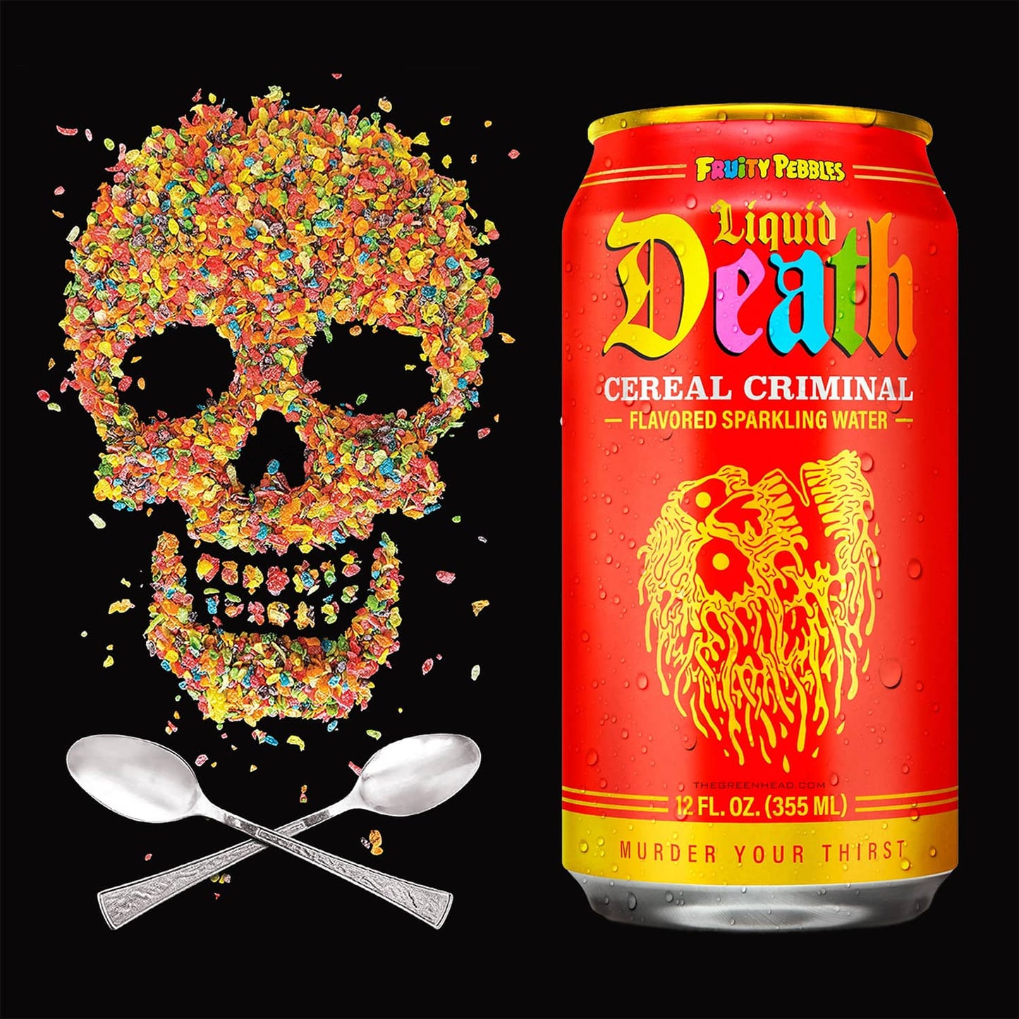 Liquid Death x Fruity Pebbles Cereal Criminal Sparkling Water